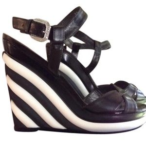 Black and white Stuart Weitzman wedges